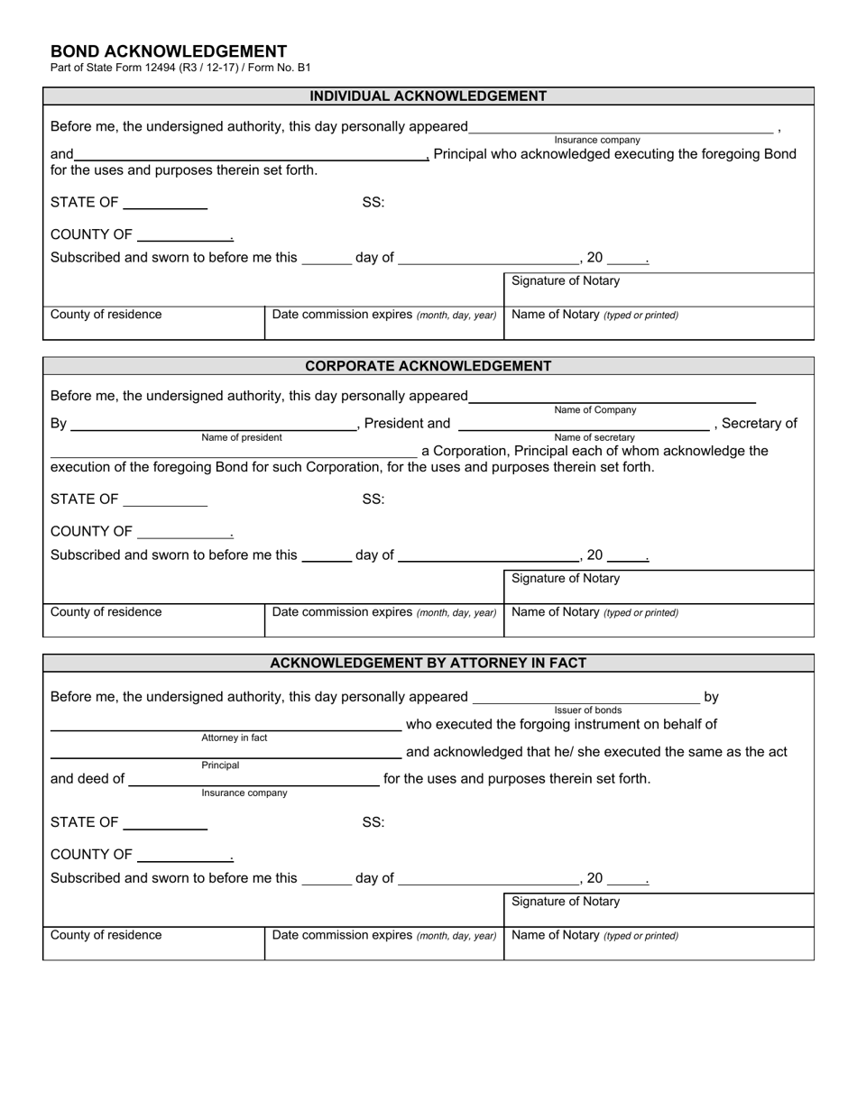 State Form 12494 (B2) Blanket Surety Bond - Indiana, Page 2