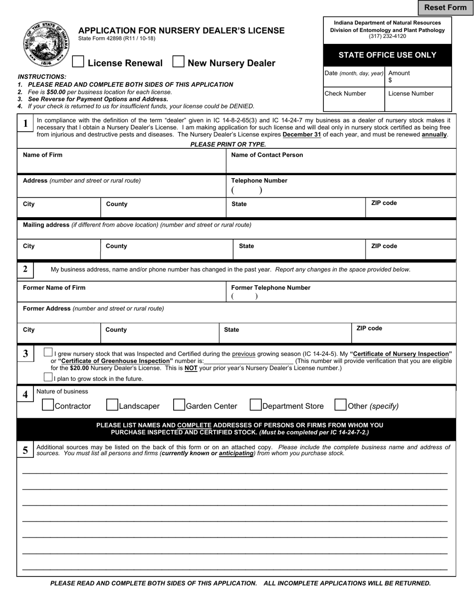 State Form 42898 Fill Out, Sign Online and Download Fillable PDF