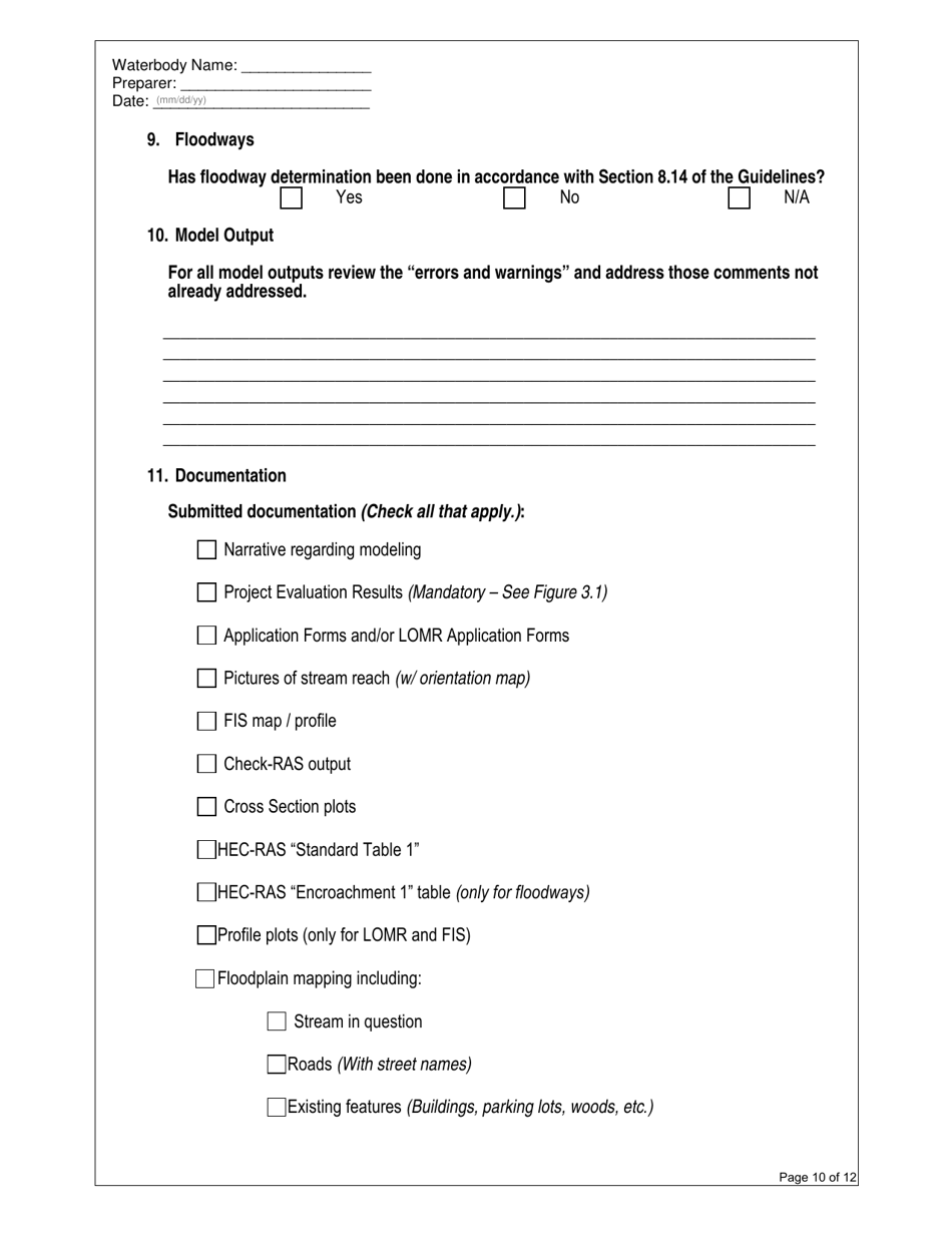 State Form 52882 Hydraulic Modeling Checklist - Indiana, Page 10