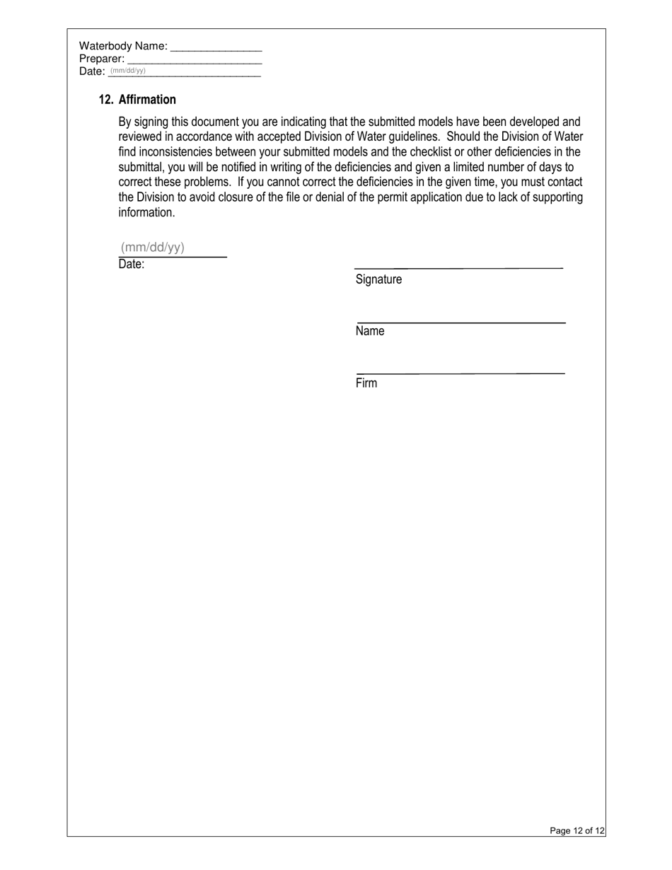 State Form 52882 Hydraulic Modeling Checklist - Indiana, Page 12