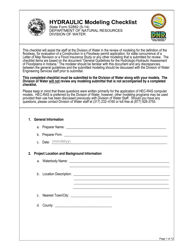 State Form 52882 Hydraulic Modeling Checklist - Indiana