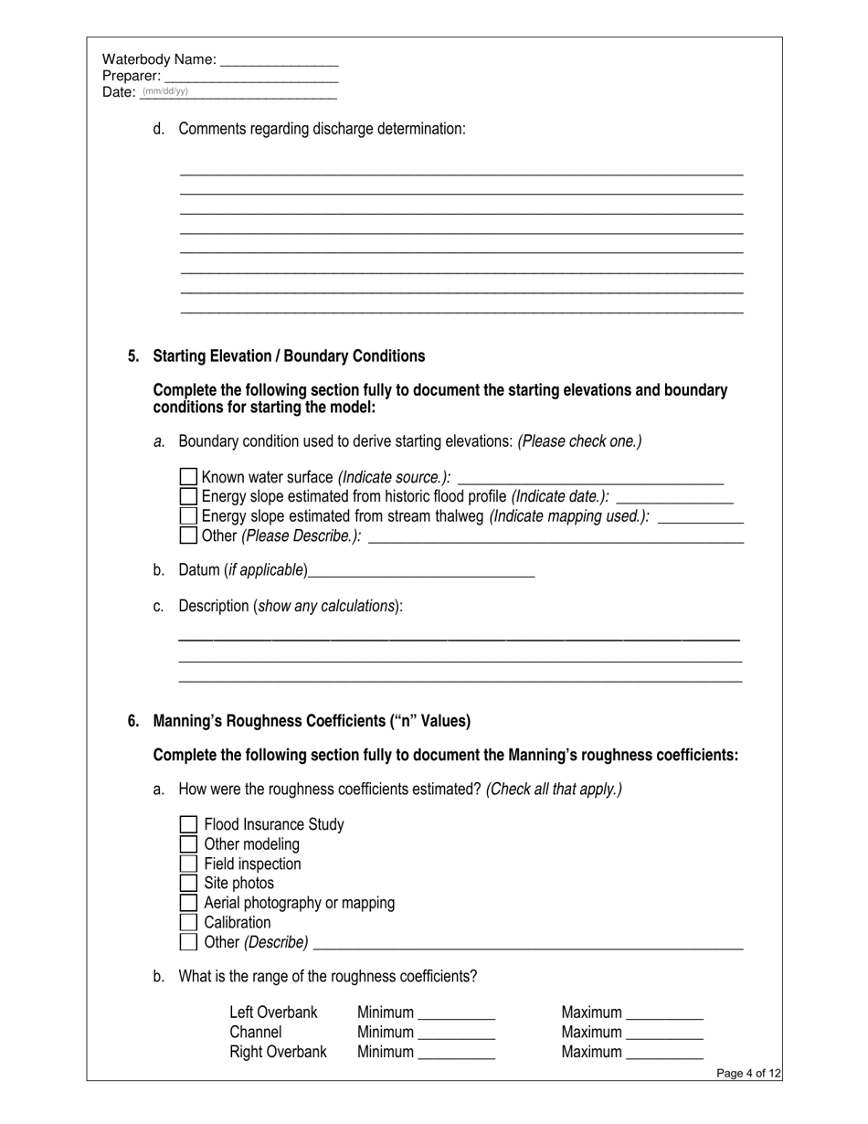 State Form 52882 Hydraulic Modeling Checklist - Indiana, Page 4