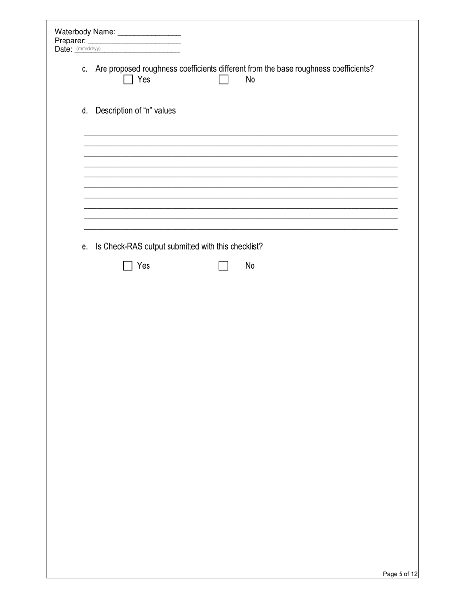 State Form 52882 Hydraulic Modeling Checklist - Indiana, Page 5