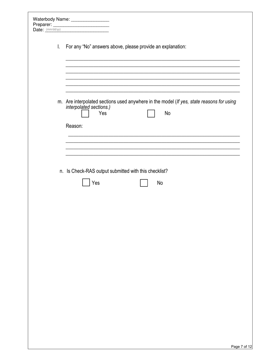 State Form 52882 Hydraulic Modeling Checklist - Indiana, Page 7
