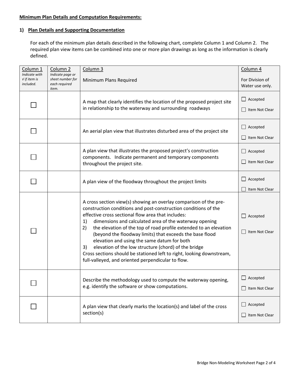 State Form 55233 Bridge Non-modeling Worksheet - Indiana, Page 3