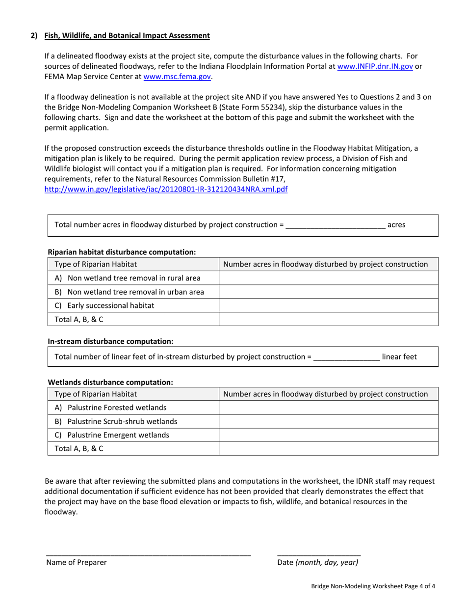 State Form 55233 Bridge Non-modeling Worksheet - Indiana, Page 5
