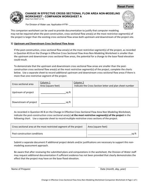 State Form 55237 Worksheet A  Printable Pdf