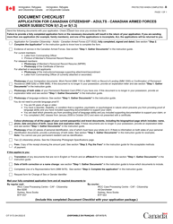 Form CIT0172 &quot;Document Checklist - Application for Canadian Citizenship - Adults - Canadian Armed Forces Under Subsection 5(1.2) or 5(1.3)&quot; - Canada