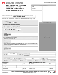 Form CIT0532 &quot;Application for Canadian Citizenship - Adults - Canadian Armed Forces Under Subsection 5(1)&quot; - Canada