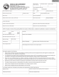 Document preview: State Form 34193 Vehicle Use Agreement - Indiana