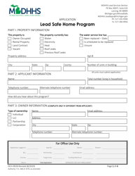 Form DCH-0928 &quot;Lead Safe Home Program Application&quot; - Michigan