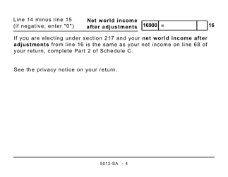 Form 5013-SA Schedule A Statement of World Income - Large Print - Canada, Page 4