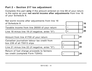 Form 5013-SC Schedule C Electing Under Section 217 of the Income Tax Act - Large Print - Canada, Page 6