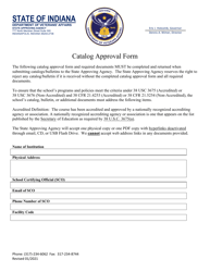 &quot;Catalog Approval Form - State Approving Agency&quot; - Indiana