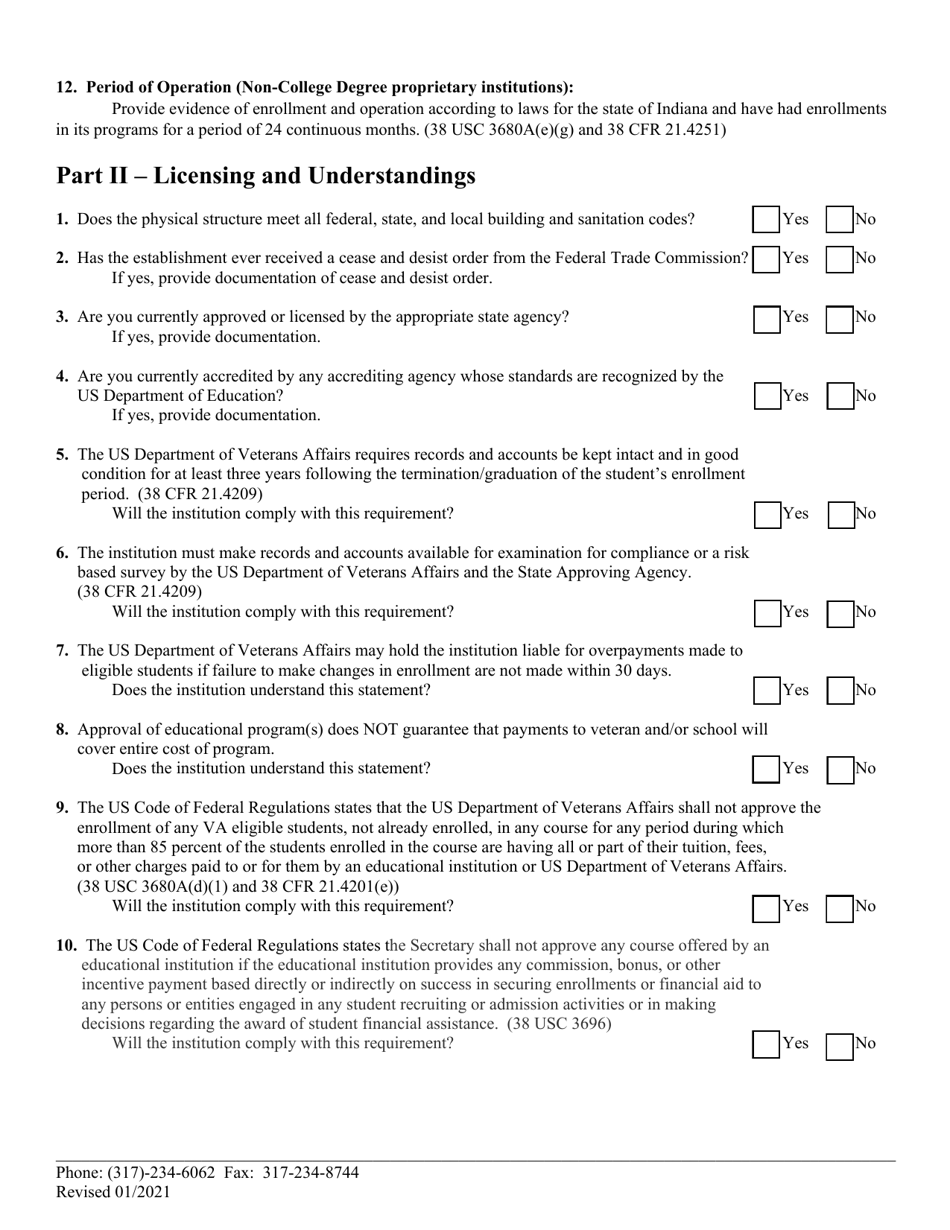 Application for New Approval - State Approving Agency - Indiana, Page 3