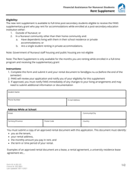 Form A-202-2O Financial Assistance for Nunavut Students Rent Supplement - Nunavut, Canada