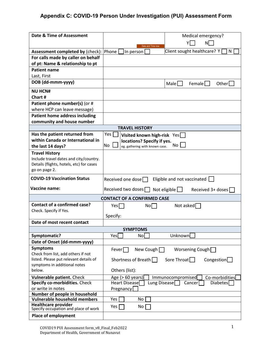Appendix C - Fill Out, Sign Online and Download Fillable PDF, Nunavut ...