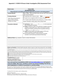 Appendix C Covid-19 Person Under Investigation (Pui) Assessment Form - Nunavut, Canada, Page 2