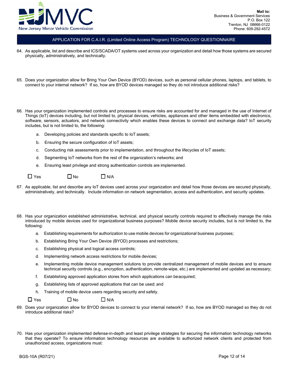 Form BGS-10A - Fill Out, Sign Online and Download Fillable PDF, New ...