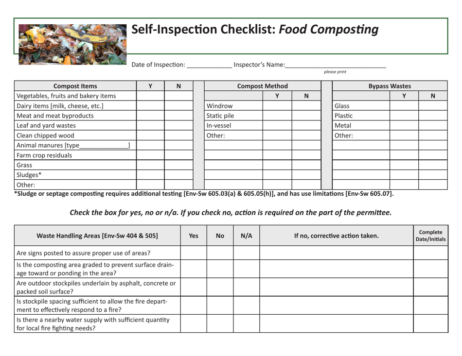 Self-inspection Checklist: Food Composting - New Hampshire, Page 1