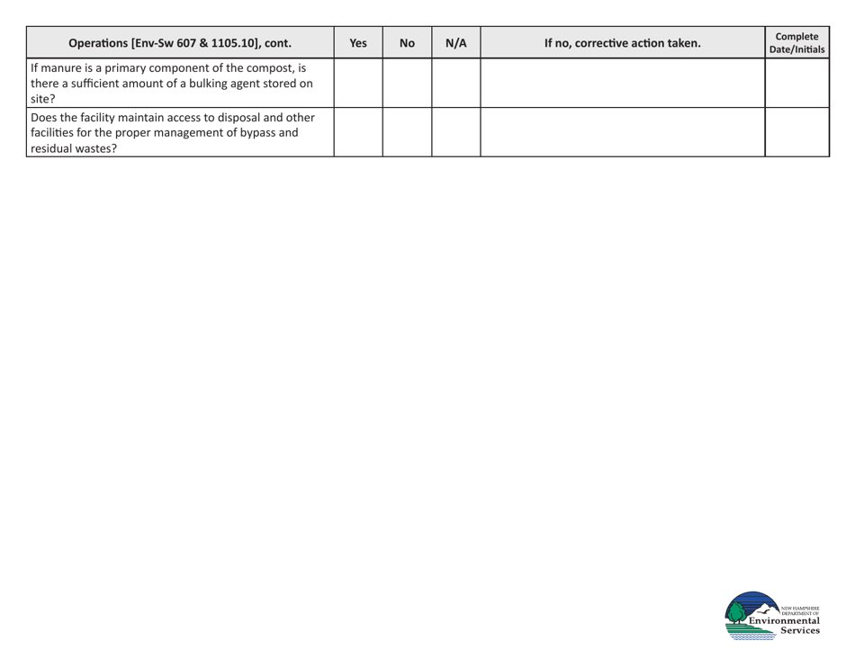 Self-inspection Checklist: Food Composting - New Hampshire, Page 3