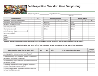 Document preview: Self-inspection Checklist: Food Composting - New Hampshire