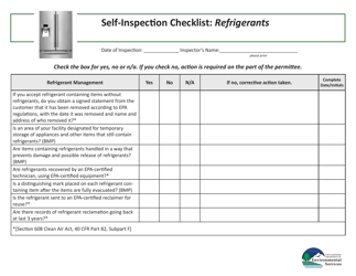 Document preview: Self-inspection Checklist: Refrigerants - New Hampshire