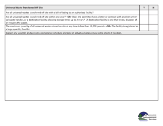 Self-inspection Checklist: Universal Waste - New Hampshire, Page 2
