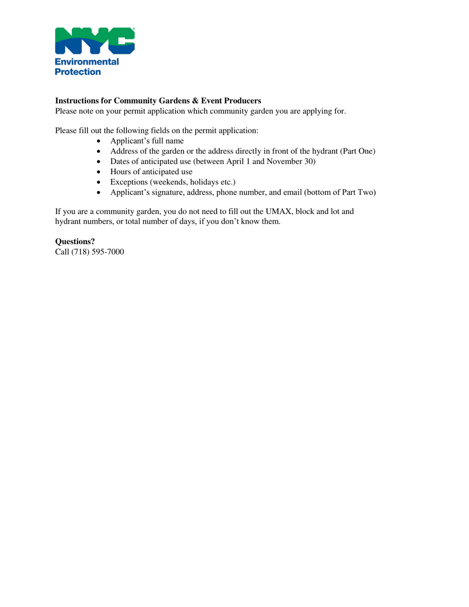 Instructions for Application for a Hydrant Water Use Permit - New York City, Page 3