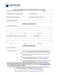 Document preview: Name and Address Change Form for Business Entities - Pennsylvania