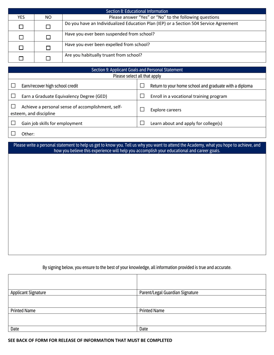 Keystone State Challenge Academy Student Application - Pennsylvania, Page 3