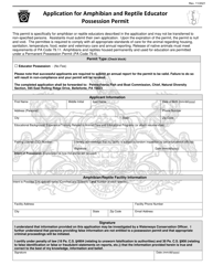 Document preview: Application for Amphibian and Reptile Educator Possession Permit - Pennsylvania