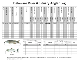 Delaware River &amp; Estuary Angler Log - Pennsylvania