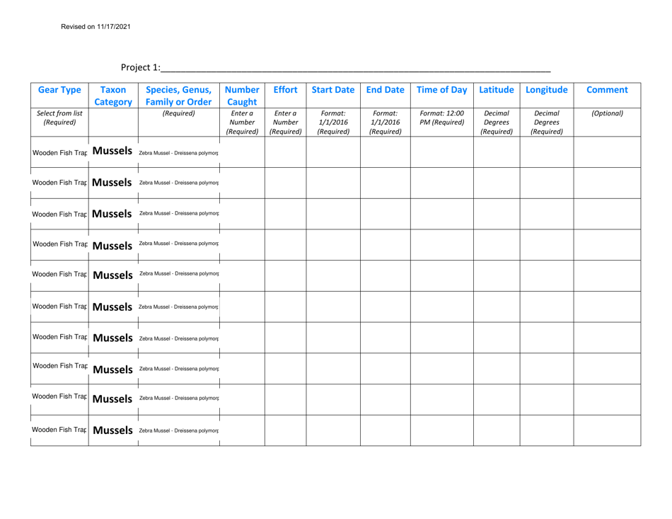 Reporting of Data for Scientific Collectors Permit (Invertebrates- Mussels) - Pennsylvania, Page 3