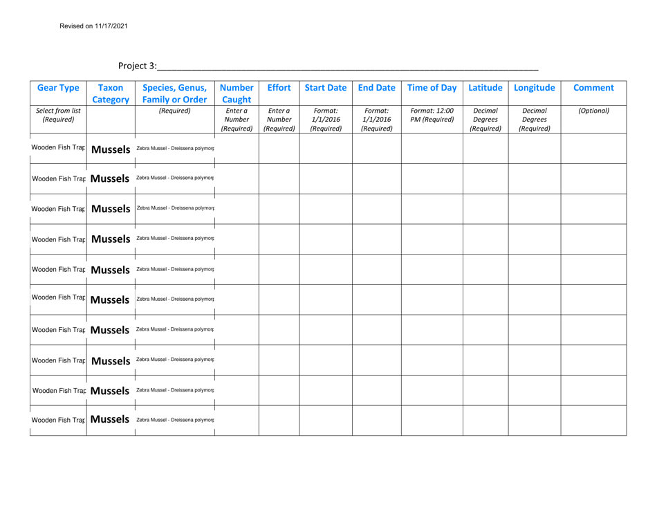 Reporting of Data for Scientific Collectors Permit (Invertebrates- Mussels) - Pennsylvania, Page 5