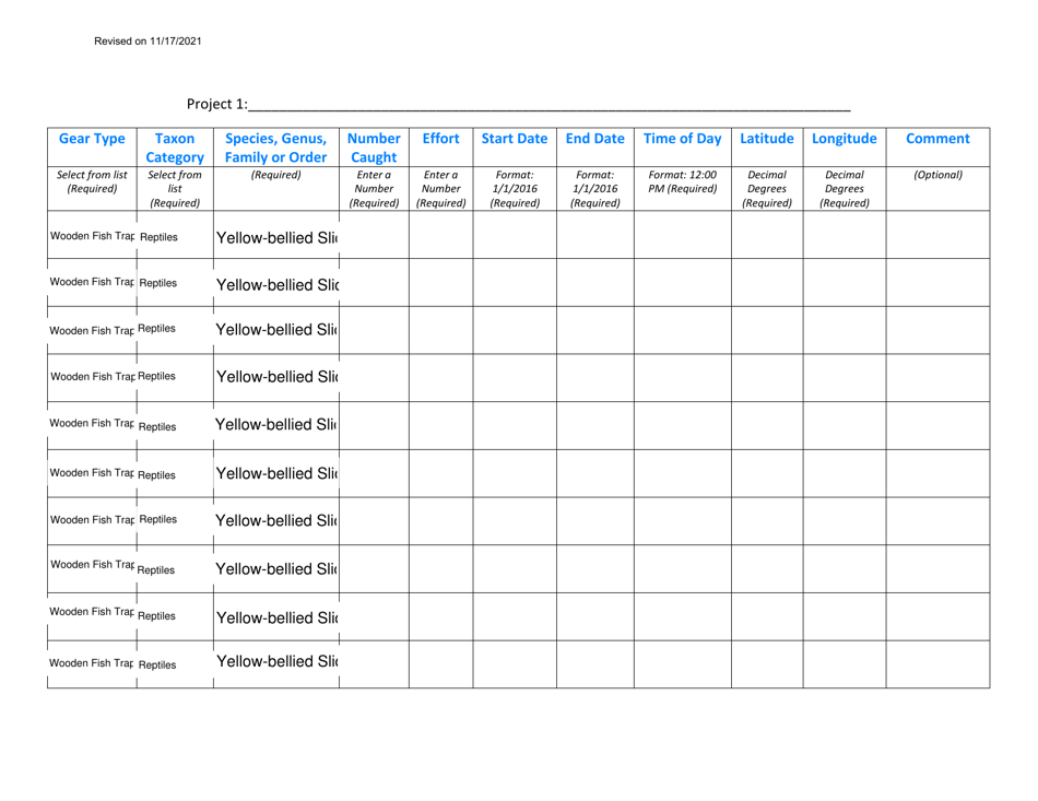 Reporting of Data for Scientific Collectors Permit (Amphibians and Reptiles) - Pennsylvania, Page 3