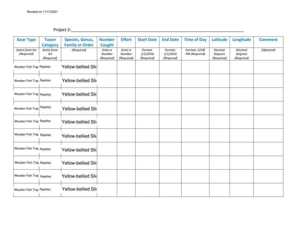 Reporting of Data for Scientific Collectors Permit (Amphibians and Reptiles) - Pennsylvania, Page 4