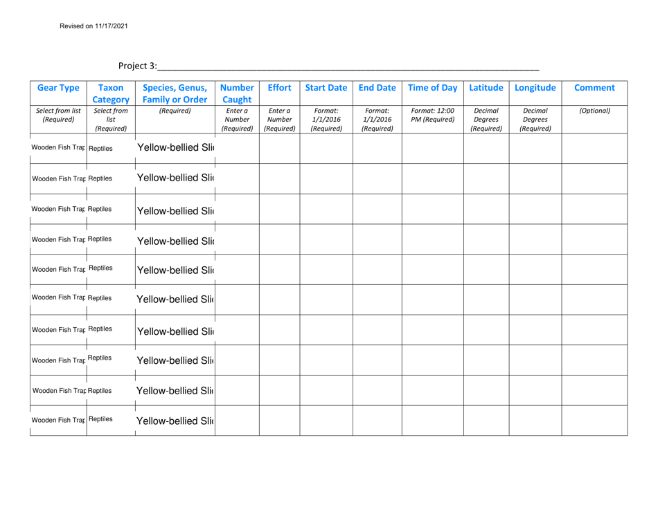 Reporting of Data for Scientific Collectors Permit (Amphibians and Reptiles) - Pennsylvania, Page 5