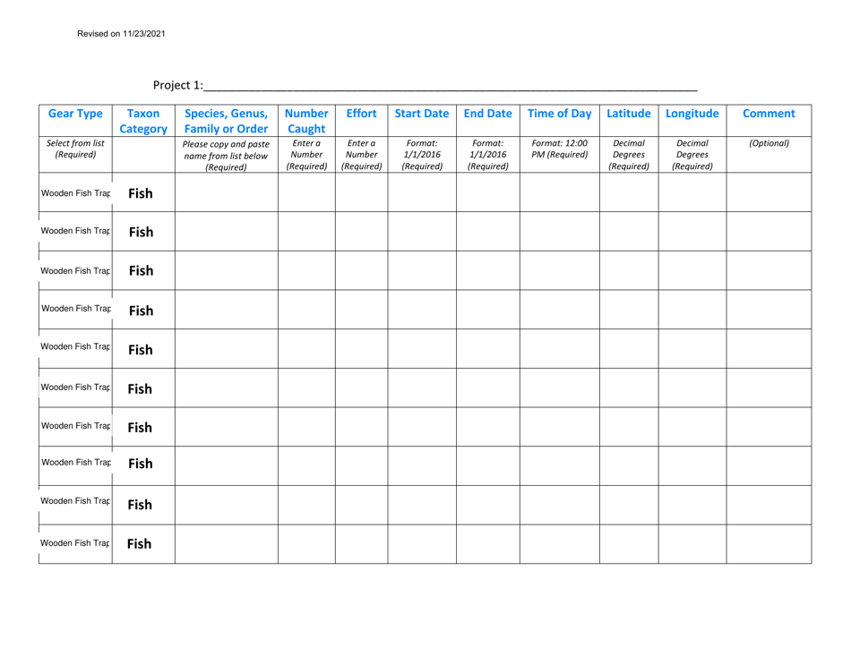 Reporting of Data for Scientific Collectors Permit (Fish) - Pennsylvania, Page 3