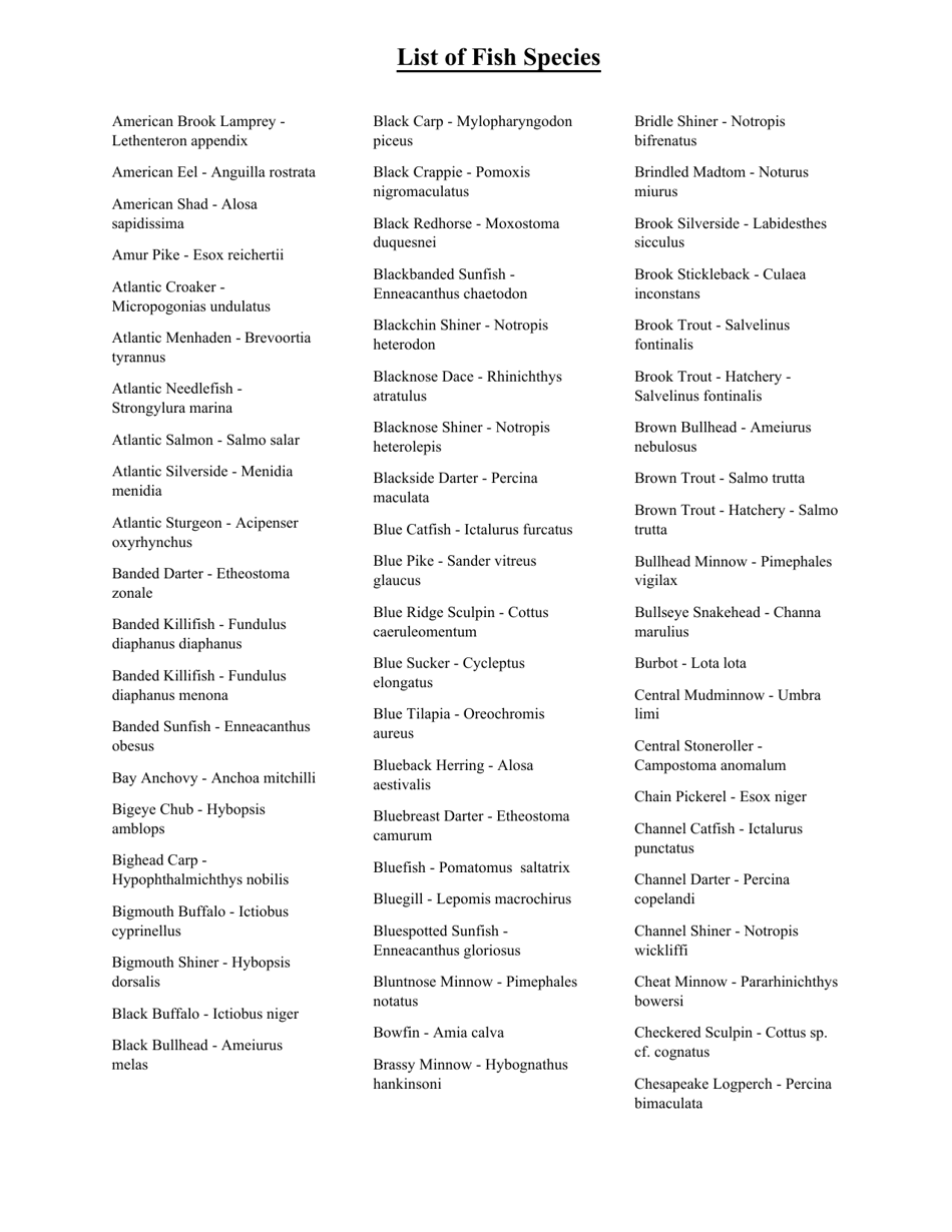Reporting of Data for Scientific Collectors Permit (Fish) - Pennsylvania, Page 6