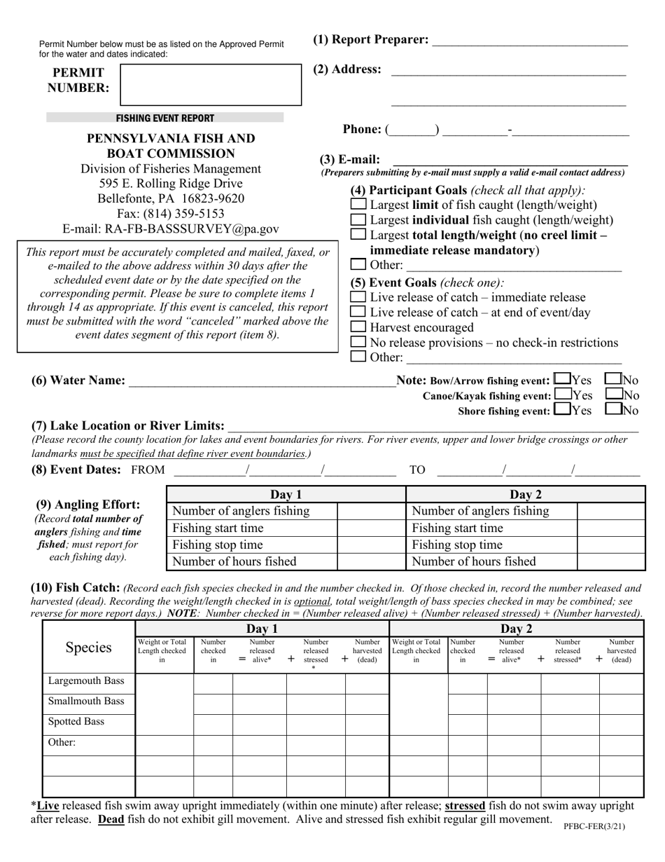 Form Pfbc-fer - Fill Out, Sign Online And Download Fillable Pdf 