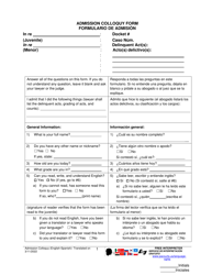 Form J407 &quot;Admission Colloquy Form&quot; - Pennsylvania (English/Spanish)