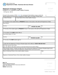 Form 642 &quot;Statement of Change of Agent - Domestic or Foreign Limited Liability Company&quot; - Rhode Island, Page 2