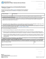 Form 650 &quot;Statement of Transparency and Sustainability Standards&quot; - Rhode Island, Page 2