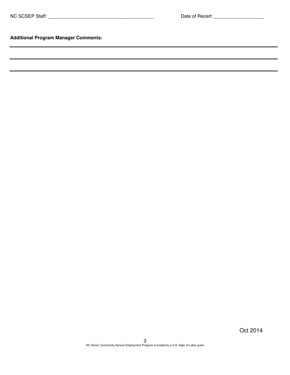 Recertification Form - Senior Community Service Employment Program - North Carolina, Page 3