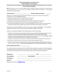 Document preview: Institution Election to Participate in Nationwide Waiver Regarding Monitoring Requirement for Sponsors Due to Covid-19 Emergency - Child and Adult Care Food Program - South Carolina