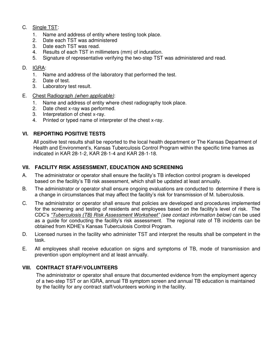 Tuberculosis Symptom Screen Questionnaire - Kansas, Page 4