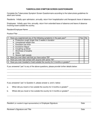 Tuberculosis Symptom Screen Questionnaire - Kansas, Page 6