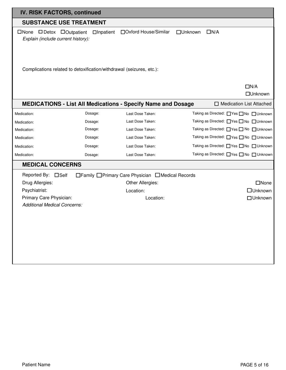 Adult Community Mental Health Center Screening Form - Kansas, Page 5