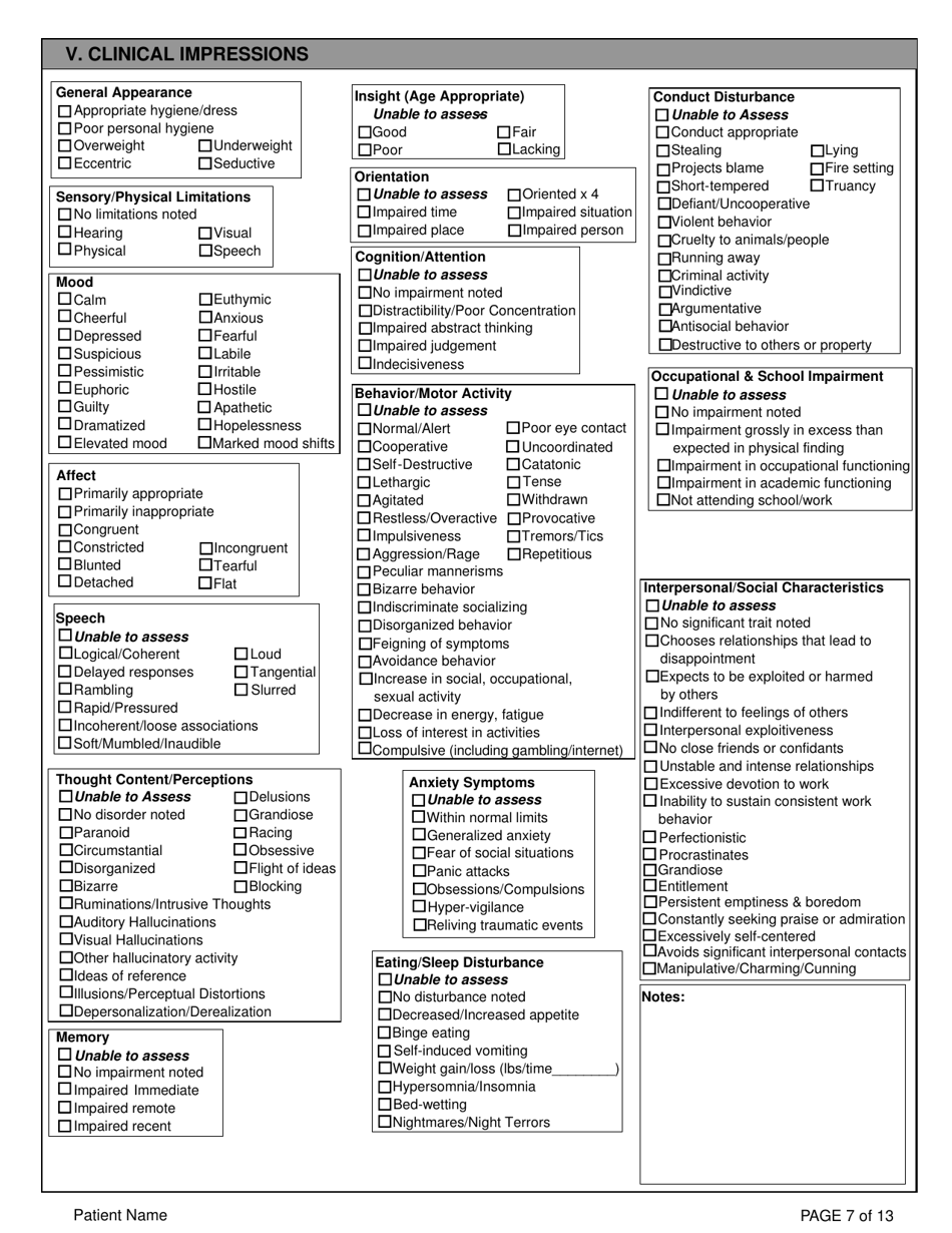 Youth Community Mental Health Center Screening Form - Kansas, Page 7